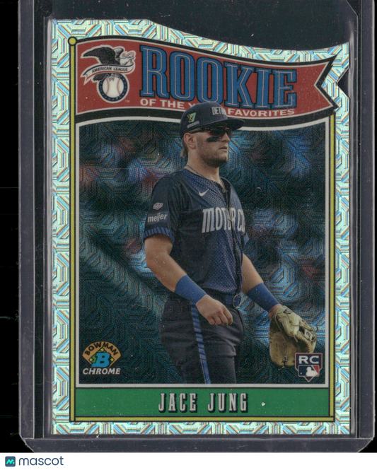 2025 Bowman Chrome Jace Jung #ROY-8 Mega Box Mojo Refractor Rookie of the Year Favorites RC