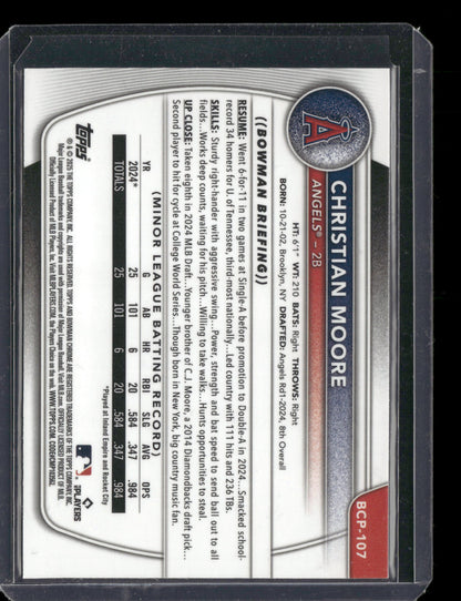 2025 Bowman Chrome Christian Moore #BCP-107 Burgundy Mojo Refractor /275