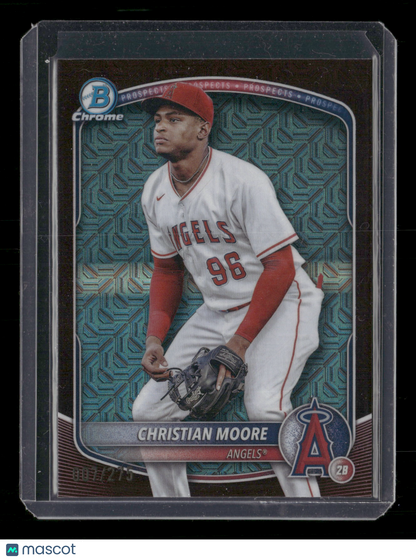 2025 Bowman Chrome Christian Moore #BCP-107 Burgundy Mojo Refractor /275