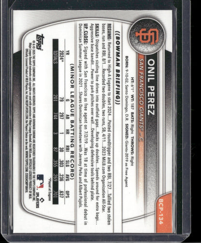 2025 Bowman Chrome Onil Perez #BCP-134 1st Bowman