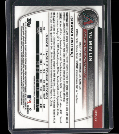 2025 Bowman Chrome Yu-Min Lin #BCP-27 1st Bowman