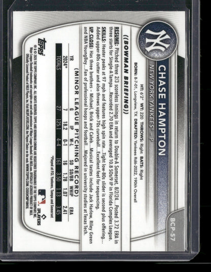 2025 Bowman Chrome Chase Hampton #BCP-57 1st Bowman