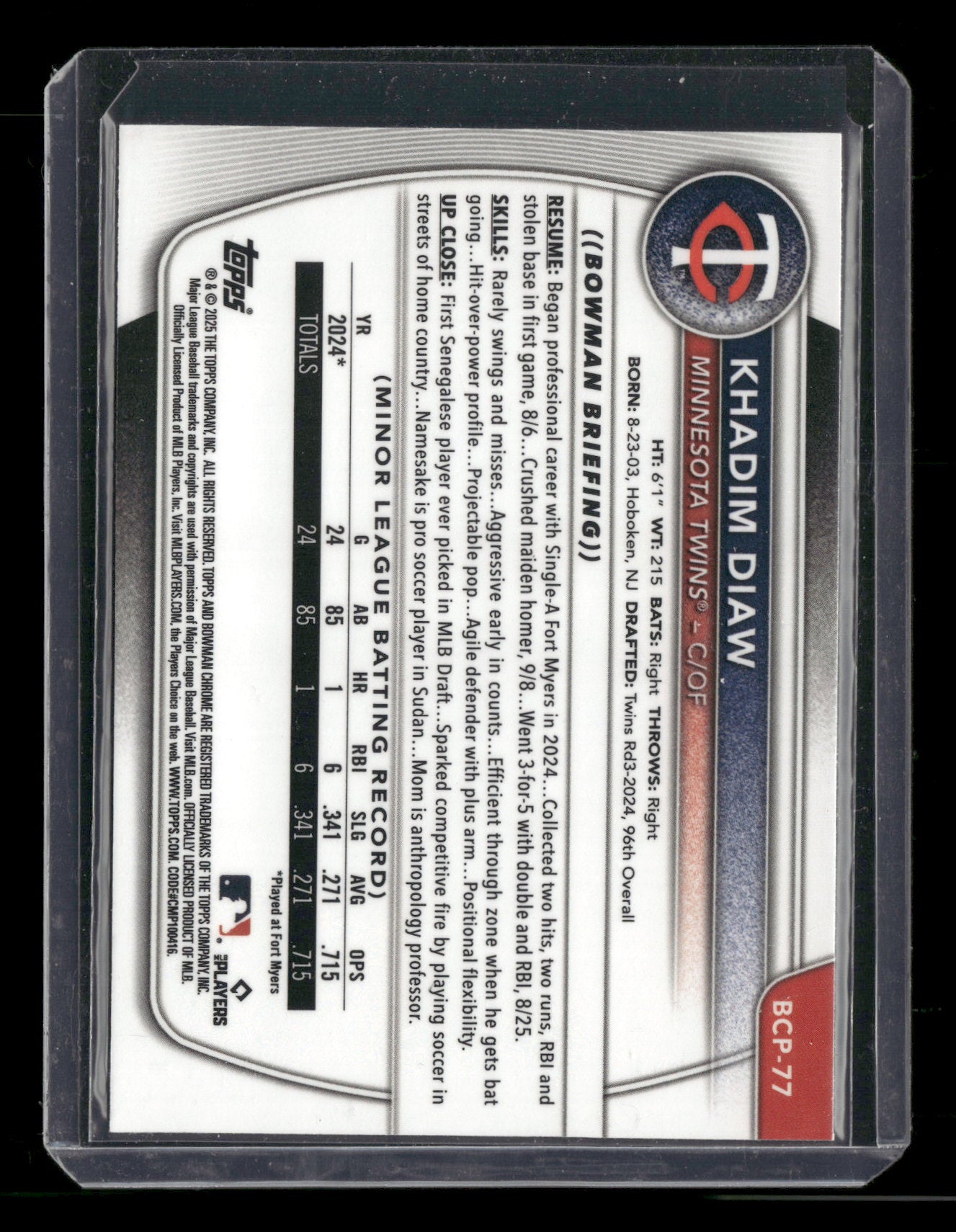 2025 Bowman Chrome Khadim Diaw #BCP-77 1st Bowman