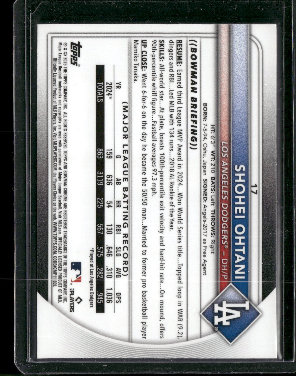 2025 Bowman Chrome Shohei Ohtani #17 Mega Box Mojo Refractor