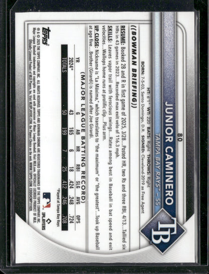 2025 Bowman Chrome Junior Caminero #80 Mega Box Mojo Refractor