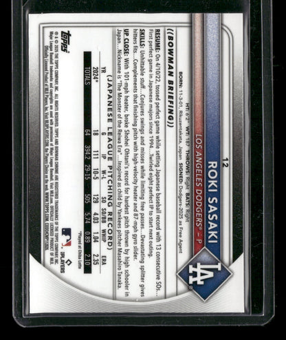2025 Bowman Chrome Roki Sasaki #12 RC