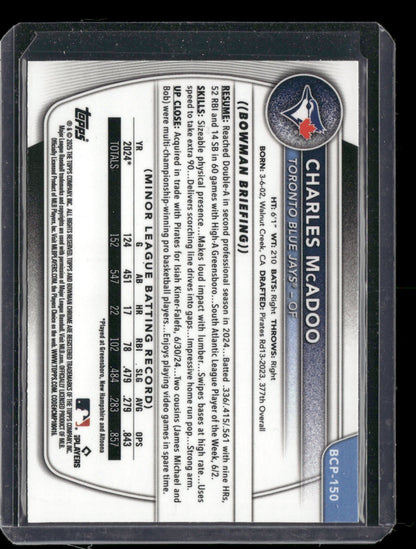 2025 Bowman Chrome Charles McAdoo #BCP-150 1st Bowman