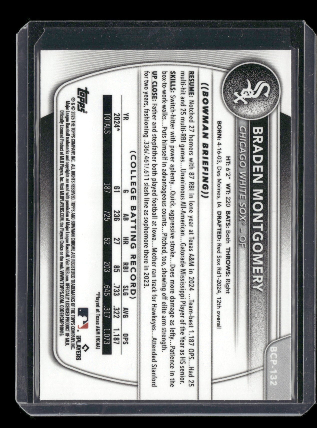 2025 Bowman Chrome Braden Montgomery #BCP-132