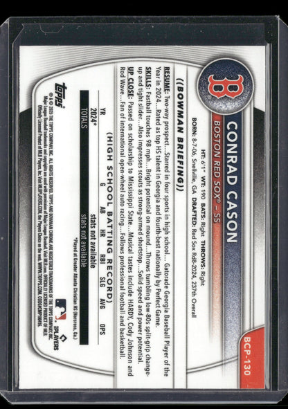 2025 Bowman Chrome Conrad Cason #BCP-130 1st Bowman