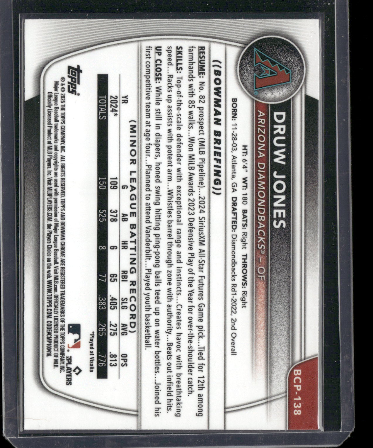 2025 Bowman Chrome Druw Jones #BCP-138