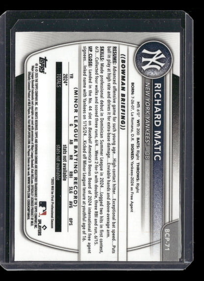 2025 Bowman Chrome Richard Matic #BCP-71 1st Bowman