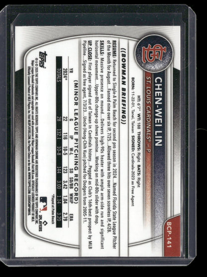 2025 Bowman Chrome Chen-Wei Lin #BCP-141 1st Bowman