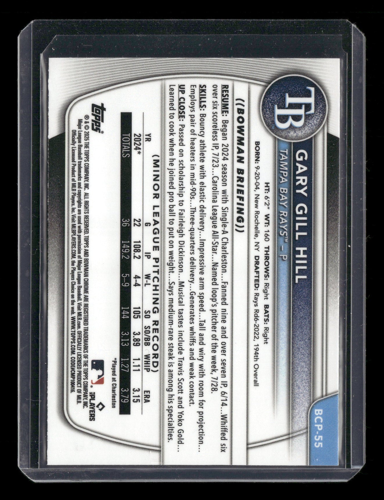 2025 Bowman Chrome Gary Gill Hill #BCP-55 1st Bowman