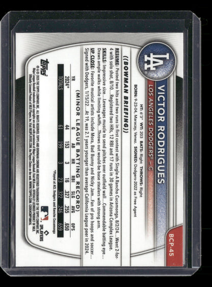 2025 Bowman Chrome Victor Rodrigues #BCP-45 1st Bowman