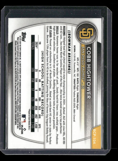 2025 Bowman Chrome Cobb Hightower #BCP-104 1st Bowman