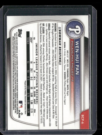 2025 Bowman Chrome Wen-Hui Pan #BCP-6 1st Bowman