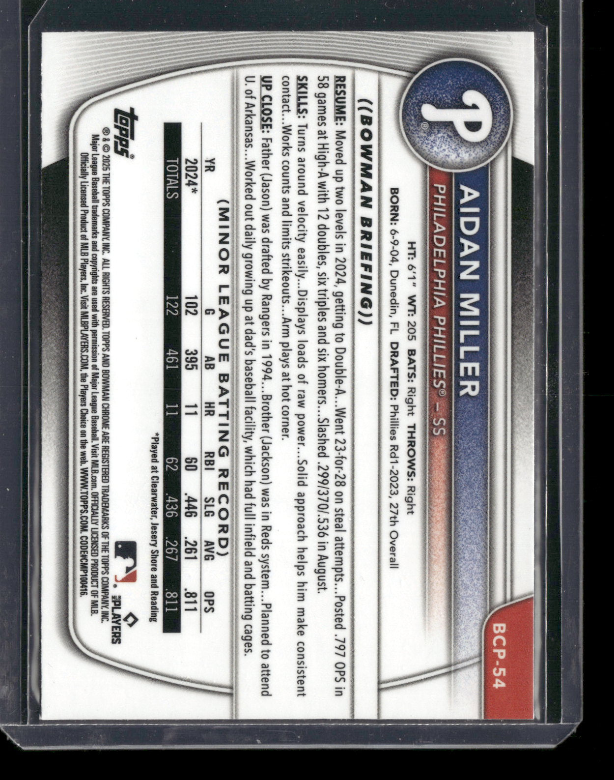 2025 Bowman Chrome Aidan Miller #BCP-54