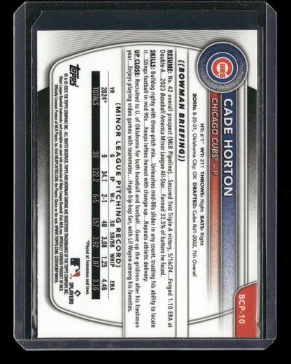 2025 Bowman Chrome Cade Horton #BCP-10