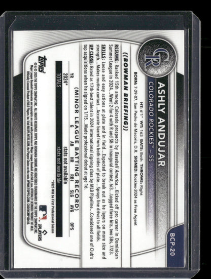 2025 Bowman Chrome Ashly Andujar #BCP-20 1st Bowman
