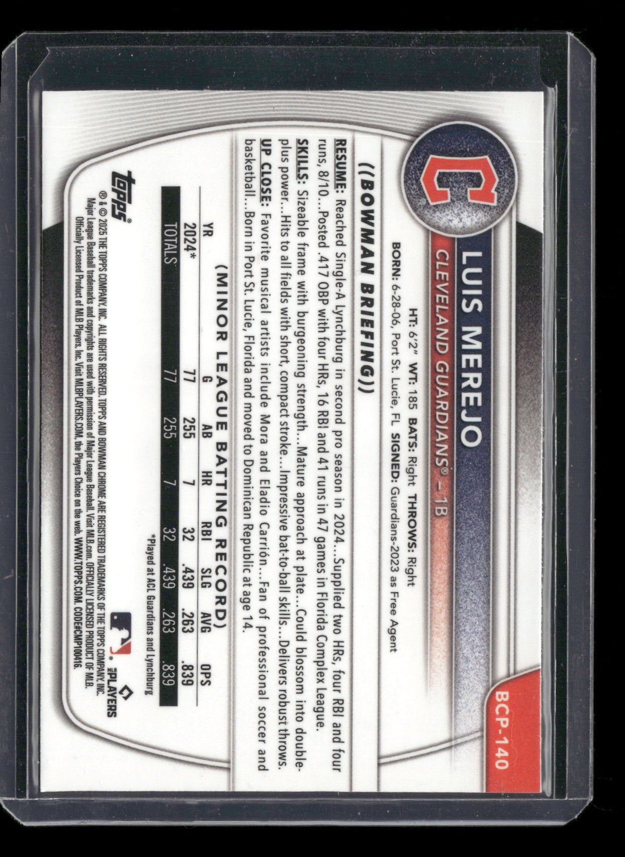 2025 Bowman Chrome Luis Merejo #BCP-140 1st Bowman