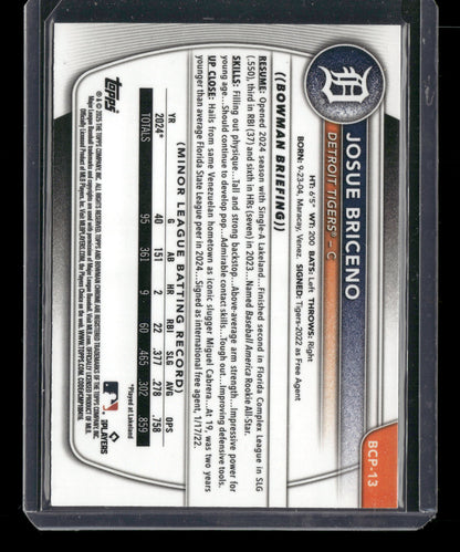 2025 Bowman Chrome Josue Briceno #BCP-13 1st Bowman