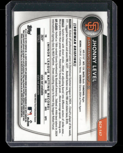2025 Bowman Chrome Jhonny Level #BCP-147 1st Bowman