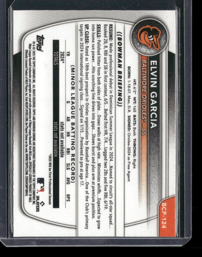 2025 Bowman Chrome Elvin Garcia #BCP-124 1st Bowman