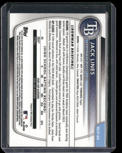 2025 Bowman Chrome Jack Lines #BCP-64 1st Bowman