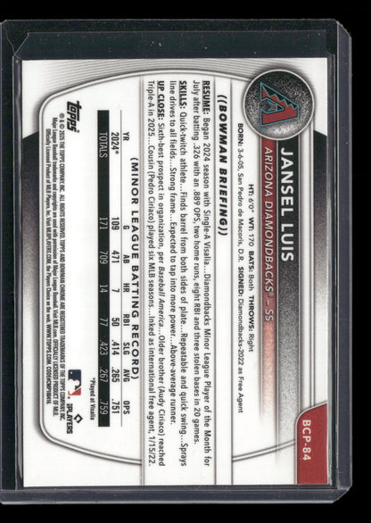 2025 Bowman Chrome Jansel Luis #BCP-84 1st Bowman