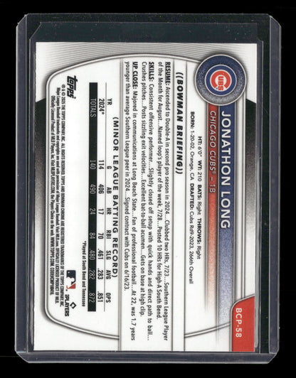 2025 Bowman Chrome Jonathon Long #BCP-58 1st Bowman