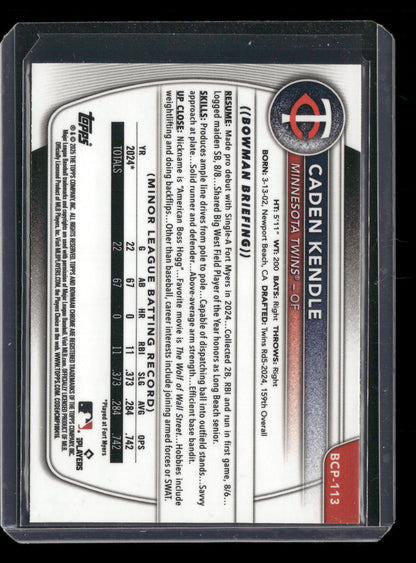 2025 Bowman Chrome Caden Kendle #BCP-113 1st Bowman