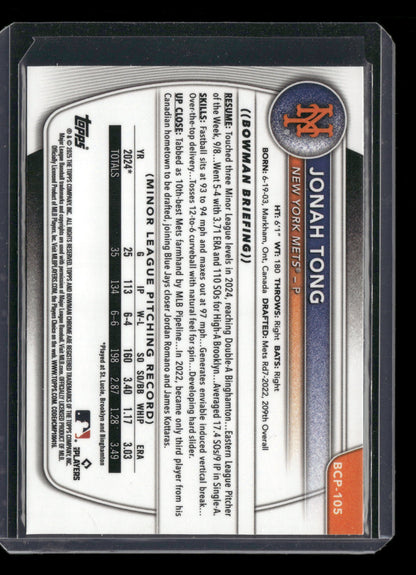 2025 Bowman Chrome Jonah Tong #BCP-105 1st Bowman