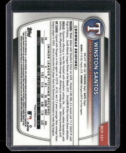 2025 Bowman Chrome Winston Santos #BCP-121 1st Bowman
