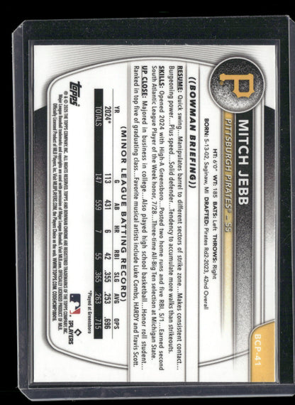 2025 Bowman Chrome Mitch Jebb #BCP-41 1st Bowman