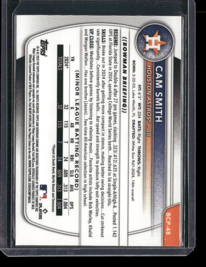 2025 Bowman Chrome Cam Smith #BCP-48