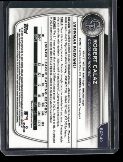 2025 Bowman Chrome Robert Calaz #BCP-40