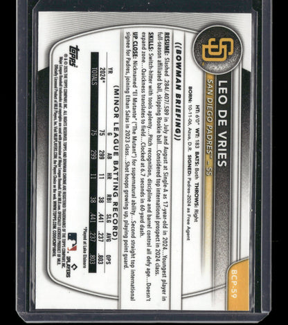2025 Bowman Chrome Leo De Vries #BCP-59