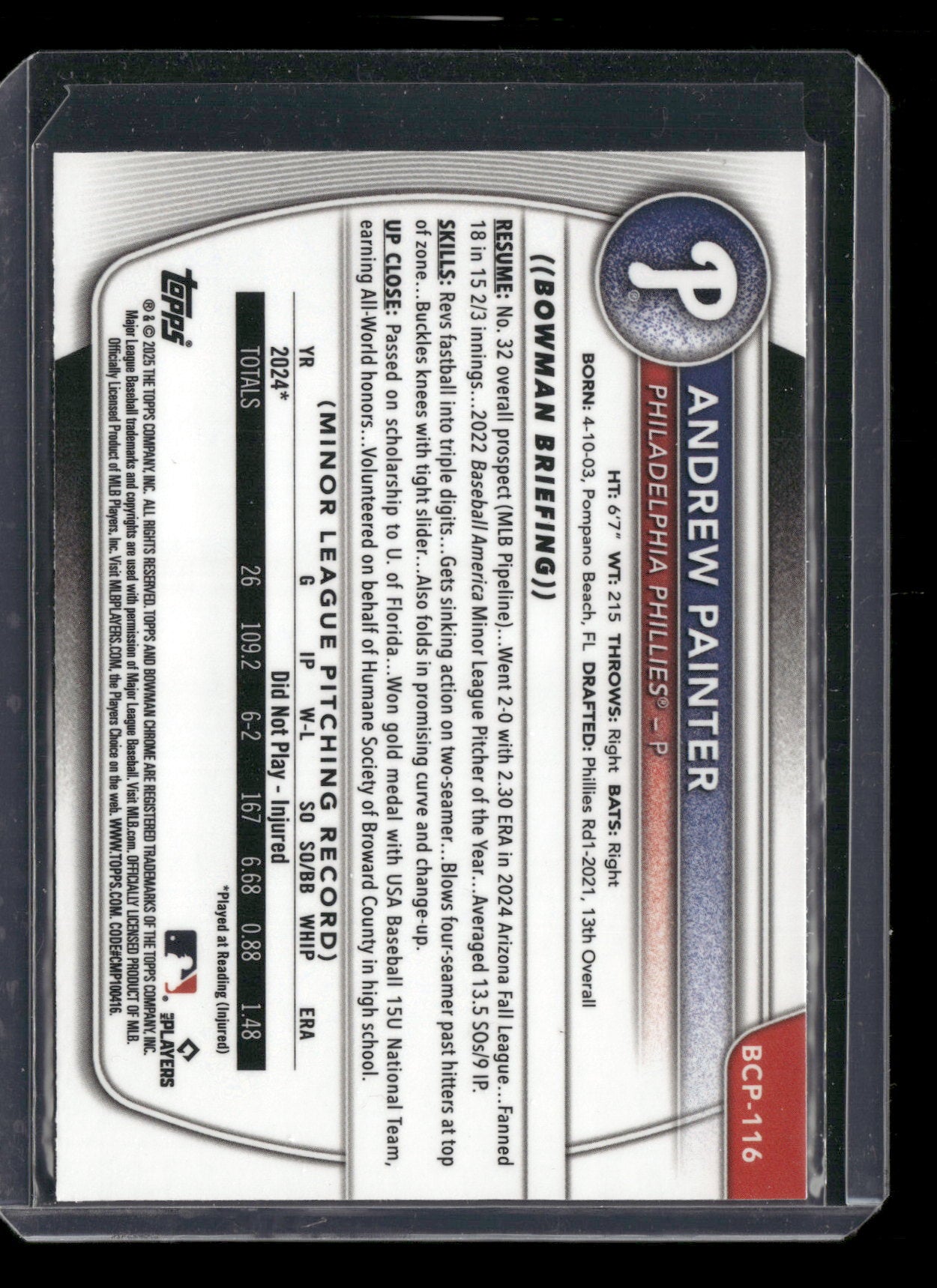 2025 Bowman Chrome Andrew Painter #BCP-116