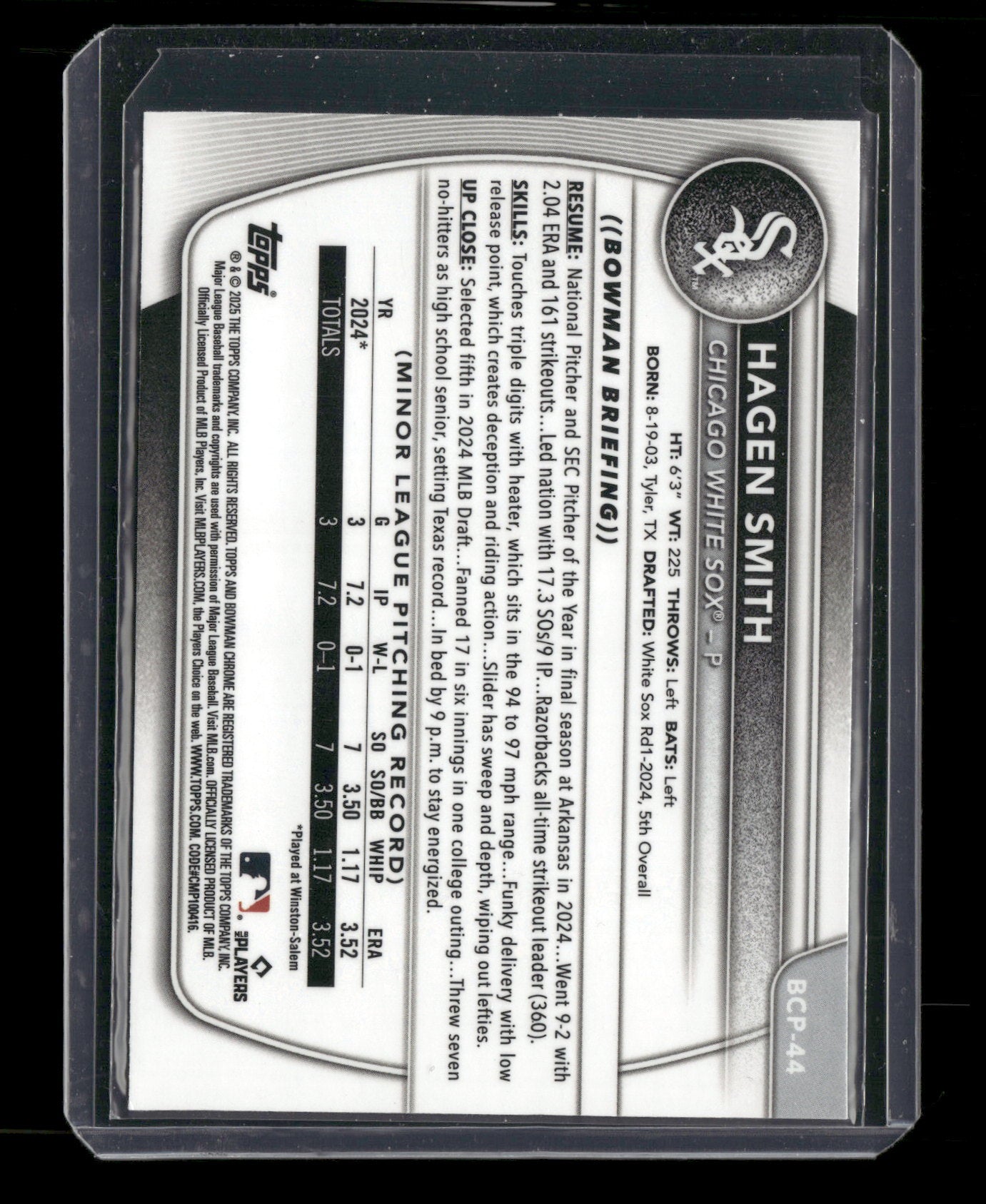 2025 Bowman Chrome Hagen Smith #BCP-44