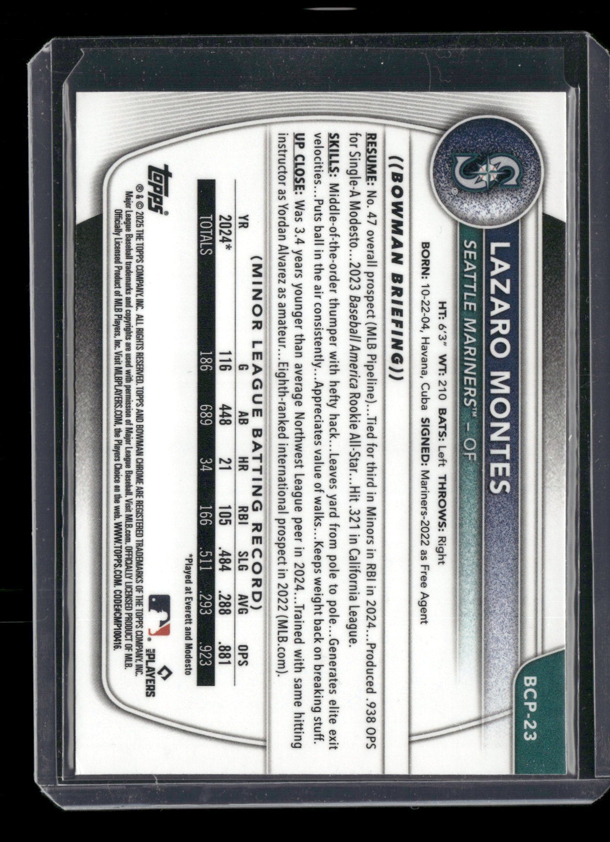 2025 Bowman Chrome Lazaro Montes #BCP-23