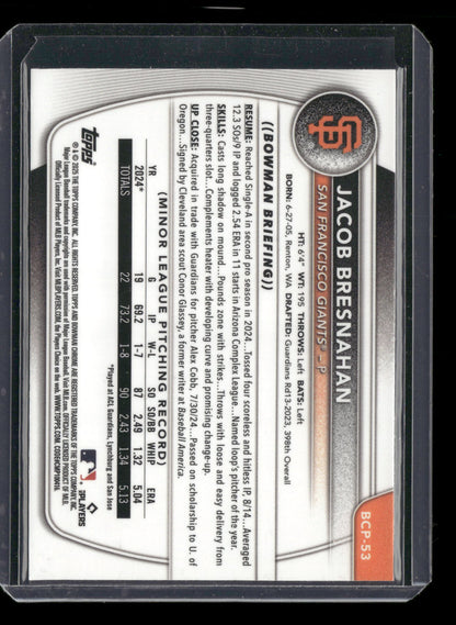 2025 Bowman Chrome Jacob Bresnahan #BCP-53 1st Bowman