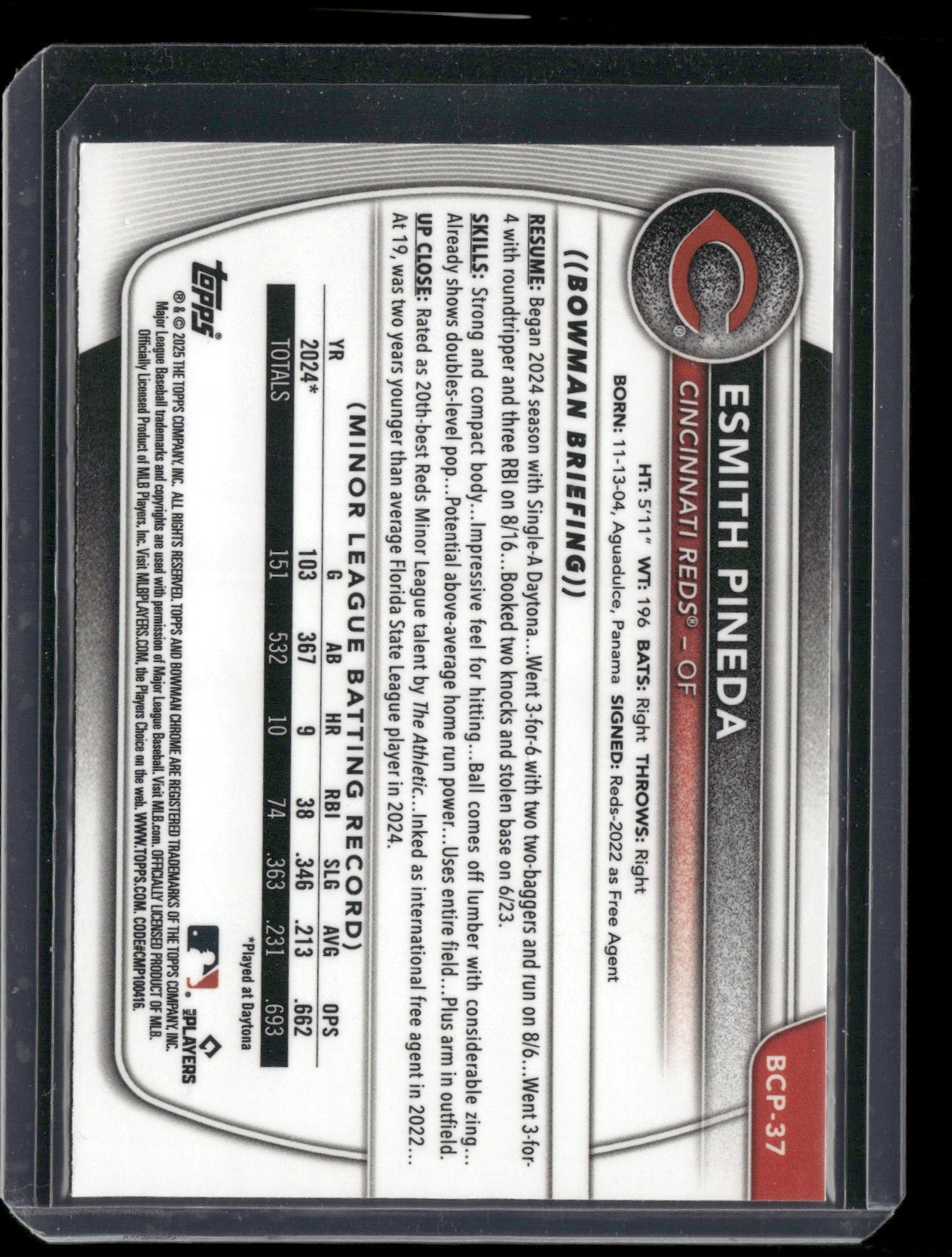 2025 Bowman Chrome Esmith Pineda #BCP-37 1st Bowman