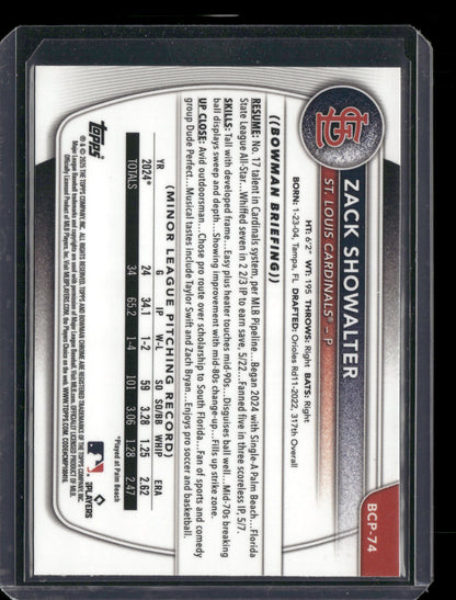 2025 Bowman Chrome Zack Showalter #BCP-74 1st Bowman