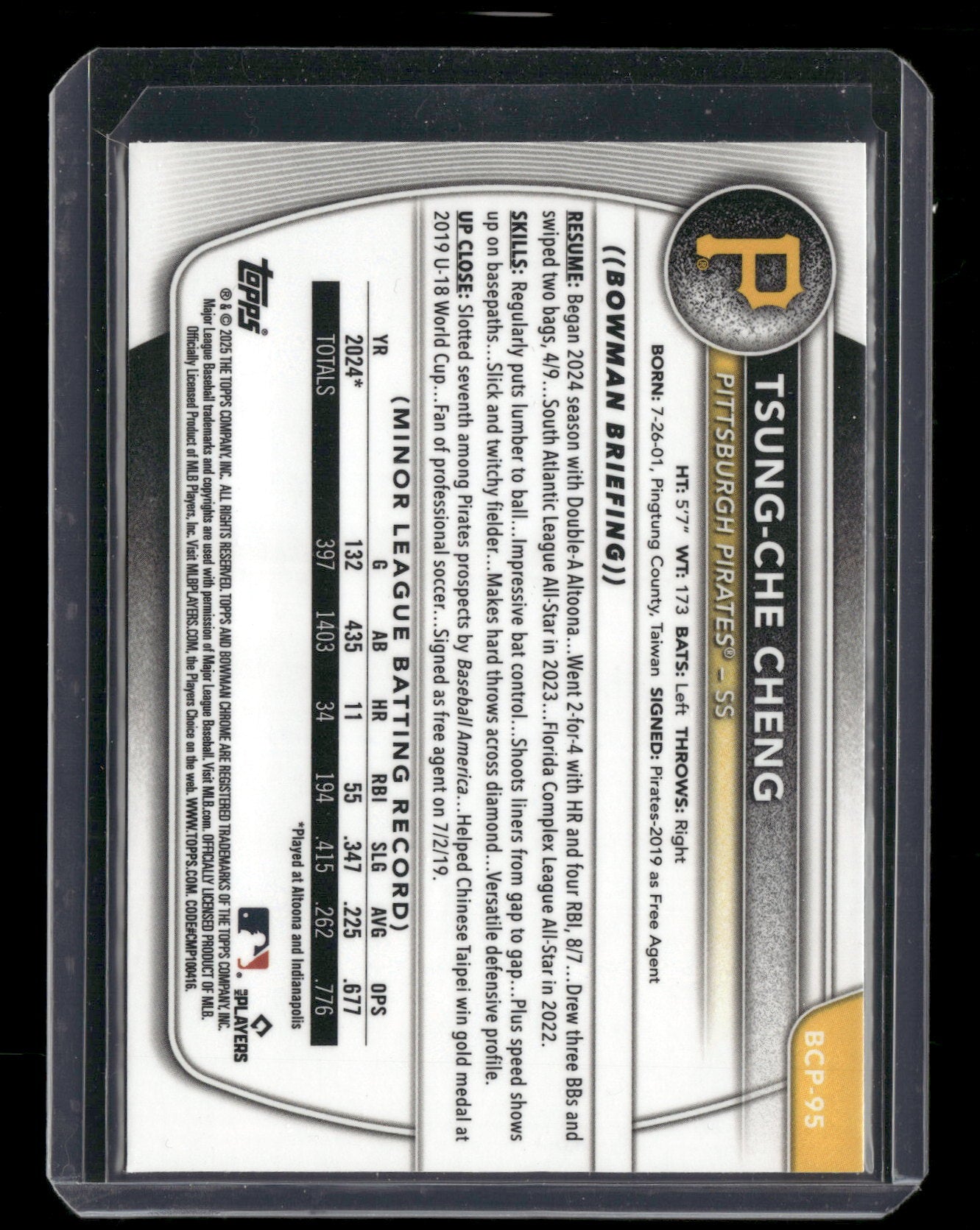 2025 Bowman Chrome Tsung-Che Cheng #BCP-95 1st Bowman