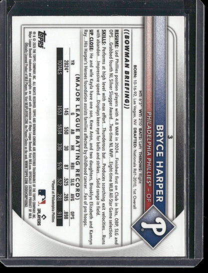 2025 Bowman Chrome Bryce Harper #3 Mega Box Mojo Refractor