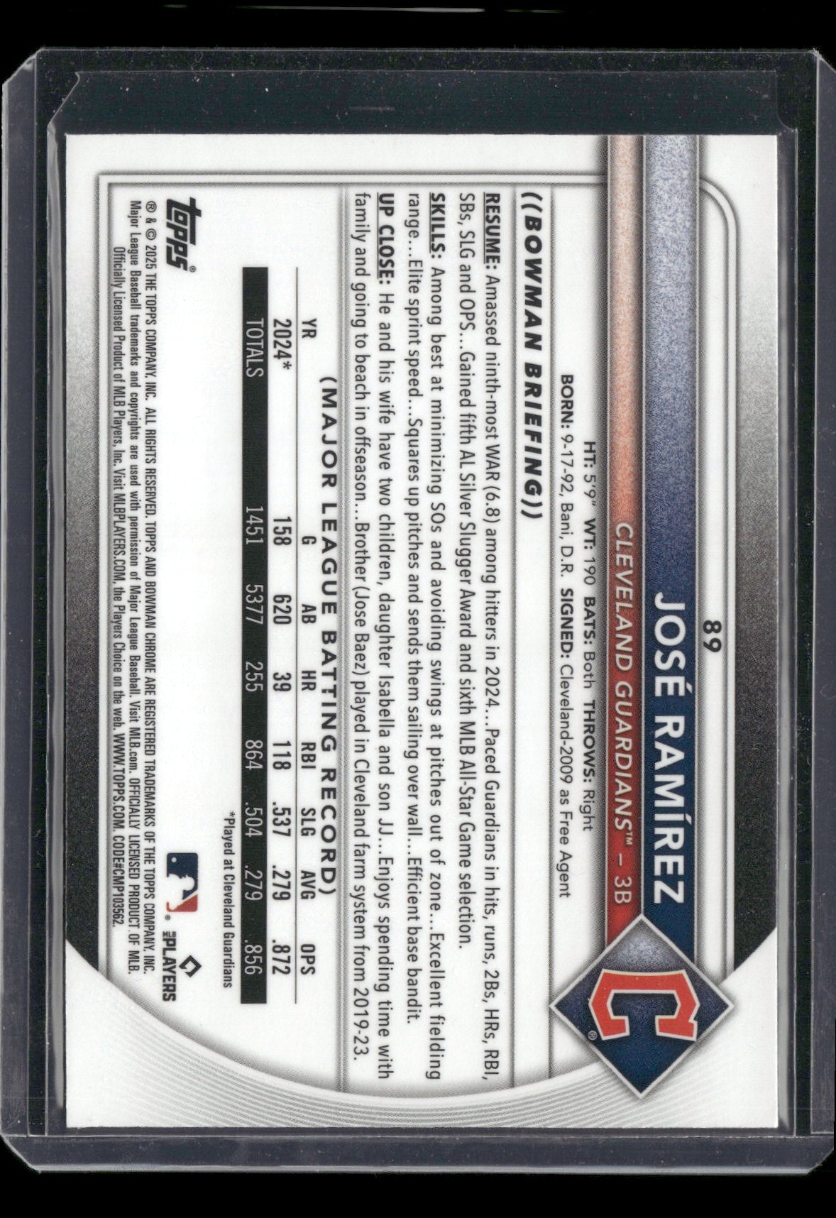 2025 Bowman Chrome José Ramírez #89 Mega Box Mojo Refractor