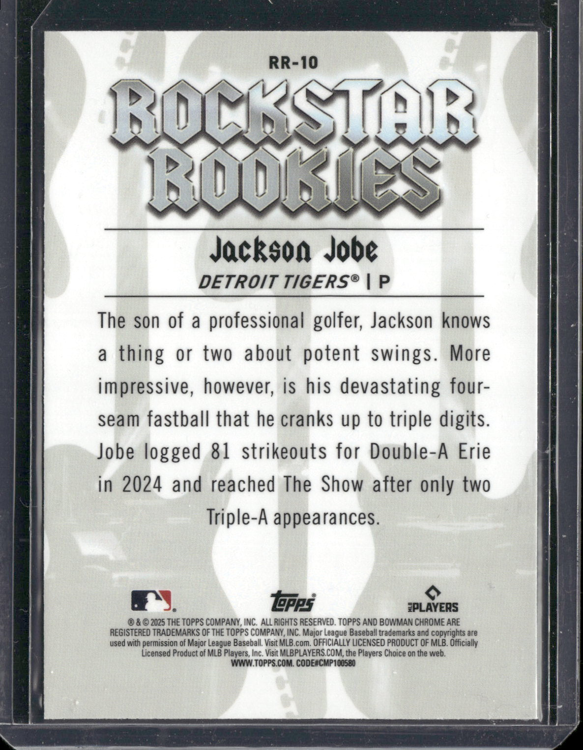 2025 Bowman Chrome Jackson Jobe #RR-10 Rockstar Rookies RC