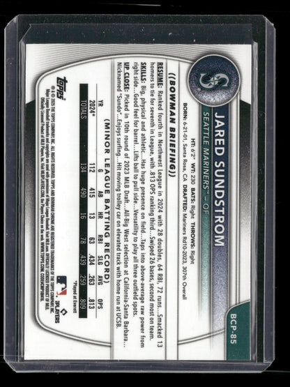 2025 Bowman Chrome Jared Sundstrom #BCP-85 Reptilian Refractor 1st Bowman