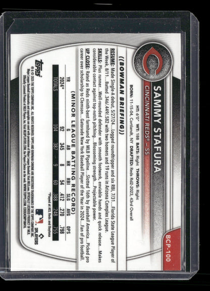 2025 Bowman Chrome Sammy Stafura #BCP-100 Reptilian Refractor 1st Bowman