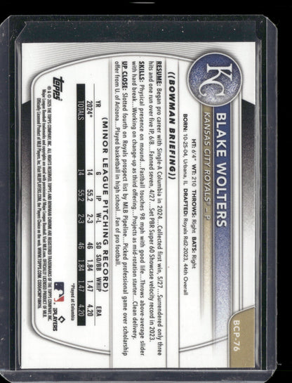 2025 Bowman Chrome Blake Wolters #BCP-76 Reptilian Refractor 1st Bowman